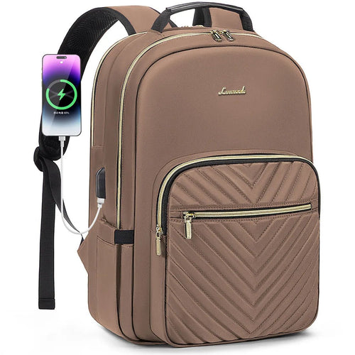 Stylish waterproof laptop backpack for women and girls by LOVEVOOK, featuring multiple compartments and a sleek design.