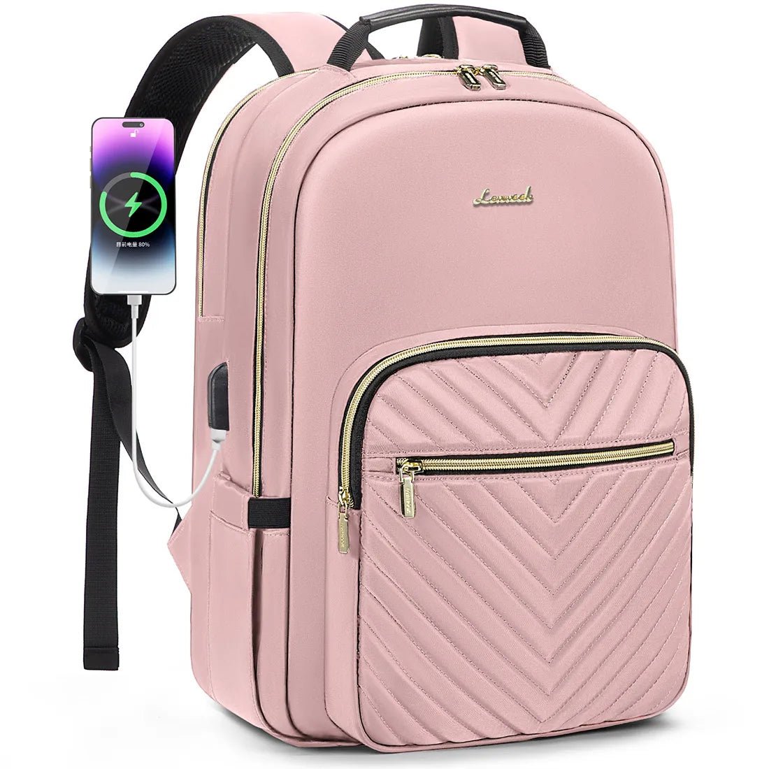 Stylish waterproof laptop backpack for women and girls by LOVEVOOK, featuring multiple compartments and a modern college school bag design.