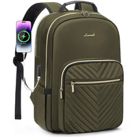 Mandotos International waterproof laptop backpack for women and girls, stylish college school bag with multiple compartments.