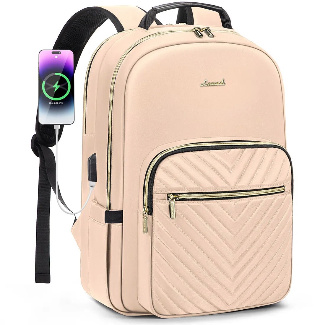 Waterproof laptop backpack for women and girls by LOVEVOOK, stylish college school bag with multiple compartments.