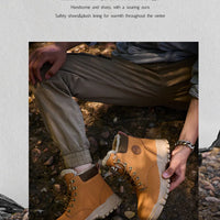 Stylish men's winter steel toe work boots by MANDOTOS INTERNATIONAL, waterproof, durable safety shoes with rugged design.