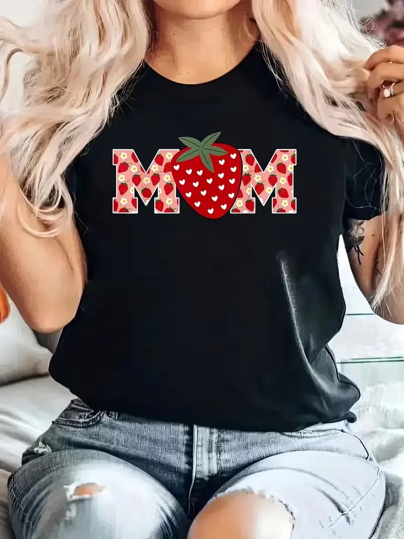 Women's printed round neck short sleeve T-shirt by MANDOTOS INTERNATIONAL featuring a stylish European and American kawaii design.