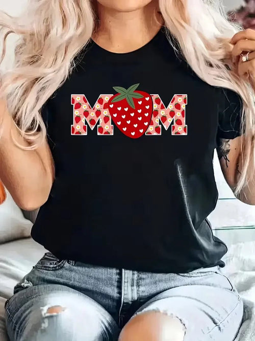 Women's printed round neck short sleeve T-shirt by MANDOTOS INTERNATIONAL featuring a stylish European and American kawaii design.