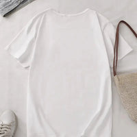 Mandotos International women's summer printed round neck short sleeve T-shirt with kawaii design, casual European and American style.