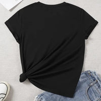 Women’s printed round neck short-sleeve T-shirt by MANDOTOS INTERNATIONAL, featuring colorful European and American-inspired kawaii design.