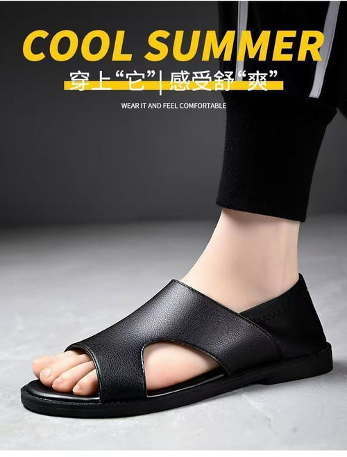 Mandotos International men's summer beach sandals with non-slip soft soles, breathable, wear-resistant casual footwear.