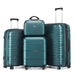 Mandotos International teal 4-piece hardside luggage set with spinner wheels, including 12, 20, 24, and 28-inch suitcases for travel.