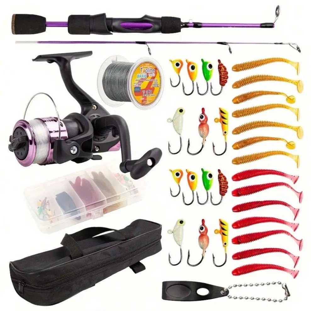 Mandotos International Topline Tackle travel fishing pole and ice fishing rod combo, lightweight and durable for outdoor fishing.