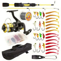 Mandotos International Topline Tackle travel fishing pole and ice fishing rod combo, compact and high quality for fishing trips.