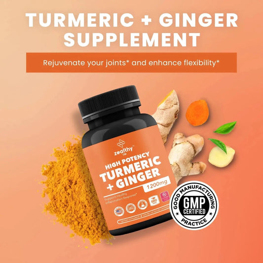 Mandotos International Turmeric & Ginger 1200mg advanced joint support capsules, dietary supplement for joint health.