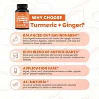 Mandotos International Turmeric & Ginger 1200mg joint support supplement in 180 capsule bottle, natural herbal health product