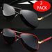 Two pairs of red sunglasses with stylish metal frames and TAC lenses, designed for elegance and sharp vision.