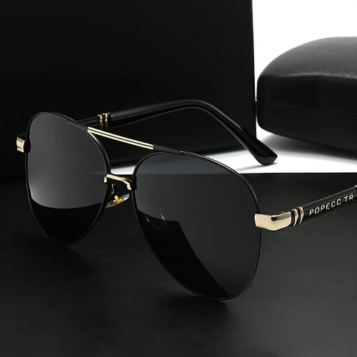 Mandotos International unisex polarized stylish eyewear, ideal for travel and driving, with sleek frame and tinted lenses.