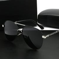 Unisex polarized stylish eyewear by MANDOTOS INTERNATIONAL, suitable for travel and driving, with sleek design and tinted lenses.