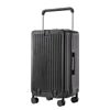 Lightweight 20-inch hard shell trolley suitcase from MANDOTOS INTERNATIONAL with front opening and built-in cup holder.