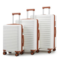 Mandotos International waterproof luxury PC+ABS 3-piece trolley luggage set with hard shell and silent wheels.