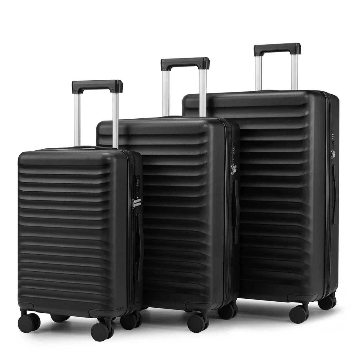 Mandotos international 3-piece waterproof luxury PC+ABS trolley luggage set with hard shell and silent wheels for travel.