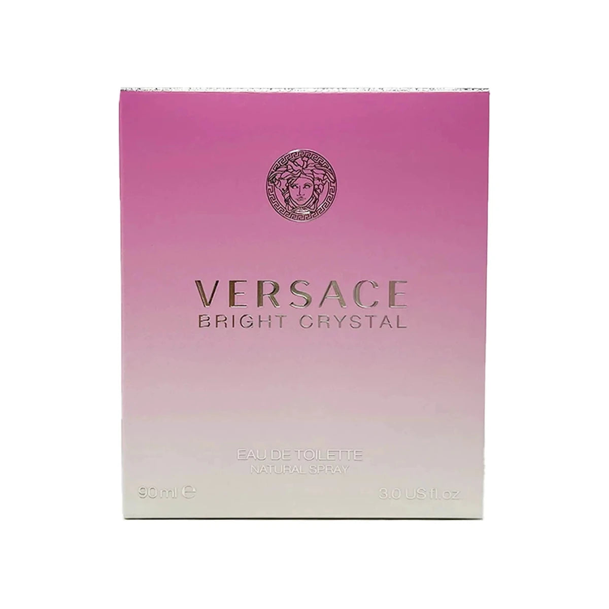Vêrsace Bright Crystal Eau de Toilette spray for women, 3 fl oz (90 ml), featuring a clear glass bottle with floral design.
