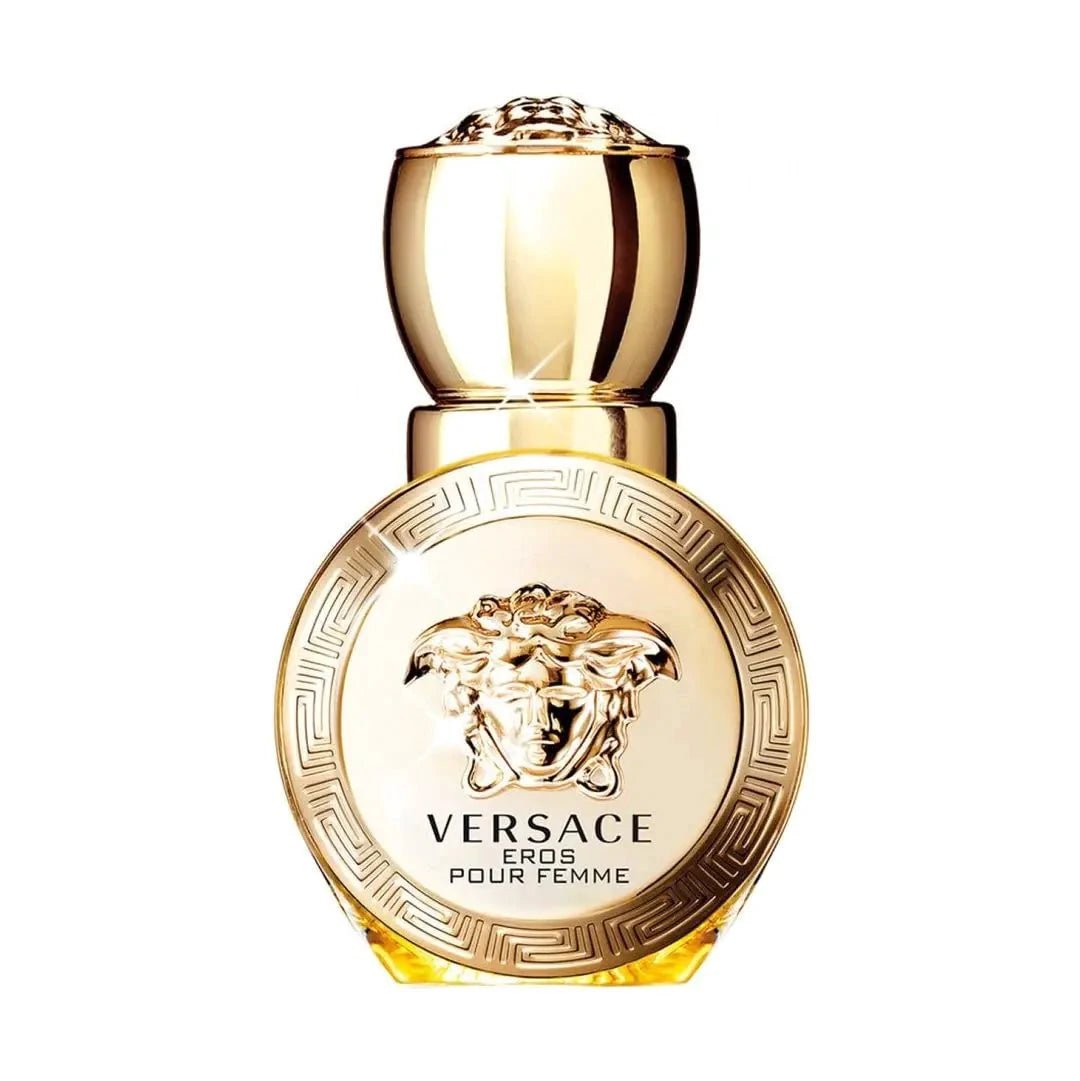 Mandotos International Versace Eros Femme EDT 1oz spray bottle, elegant floral fragrance for women with luxurious packaging