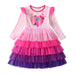 Pink VIKITA winter long sleeve cotton dress for girls in size 12T, featuring a cozy and comfortable design by MANDOTOS INTERNATIONAL.