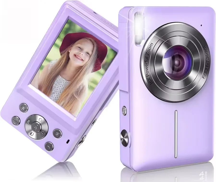 Vintage 4K compact camera by Mandotos International with 44MP photo display and retro design, ready for capturing high-resolution images.