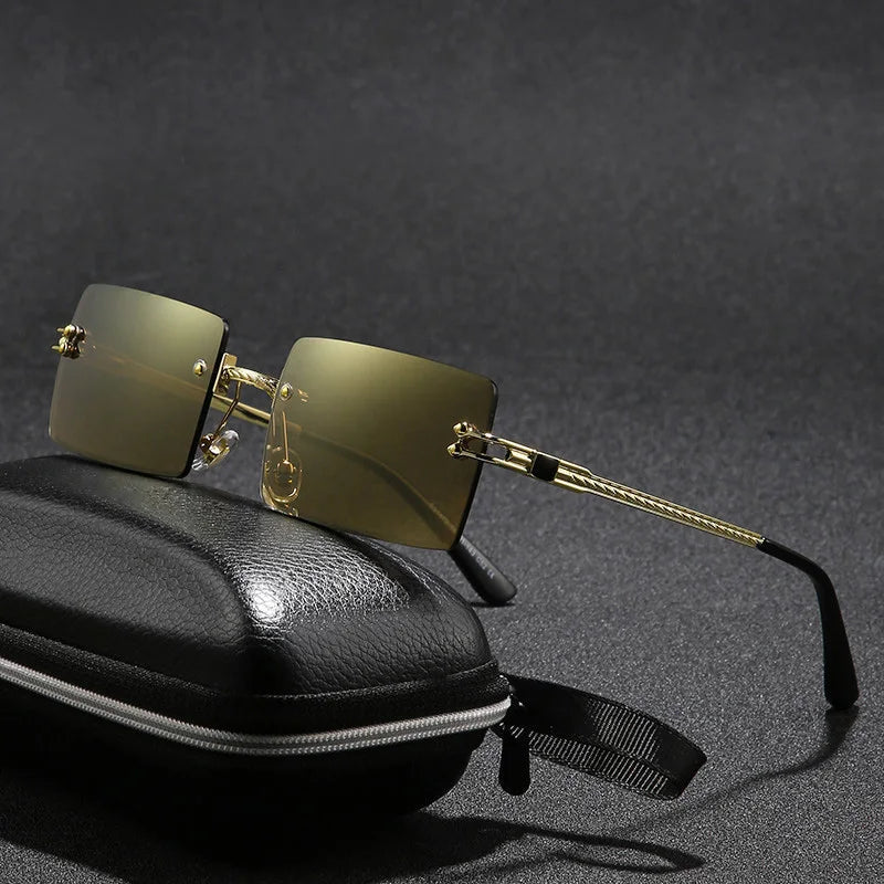 Vintage gradient small square UV400 sunglasses by MANDOTOS INTERNATIONAL with dark tinted lenses and stylish frame.
