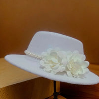 Vintage wool fedora hat with bowknot for women, ideal for weddings and tea parties, in elegant derby style by MANDOTOS INTERNATIONAL.