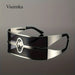 Mandotos International VIUIRNKA men's cyberpunk metal wraparound sunglasses with wide temples and futuristic design, shown with case.