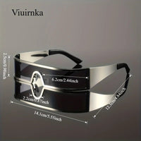 Mandotos International VIUIRNKA men's cyberpunk metal wraparound sunglasses with wide temples and futuristic design.