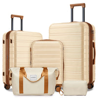 Water-resistant travel luggage set with TSA lock and gym bags by MANDOTOS INTERNATIONAL, showing multiple suitcases and gym bags.