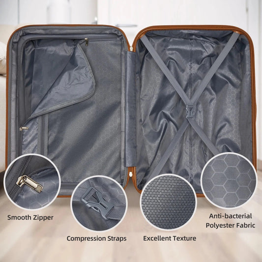 Mandotos International water-resistant travel luggage set with TSA lock and matching gym bags, durable and secure for trips