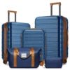 Water-resistant travel luggage set by MANDOTOS INTERNATIONAL with TSA lock and matching gym bags in a sleek design.