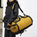 Mandotos International waterproof Oxford gym bag for men with duffel style, tote handles, and shoe compartment for sports gear.