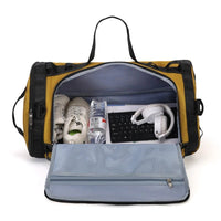 Mandotos International waterproof Oxford gym bag for men with duffel style, tote design, and shoe compartment for versatile use
