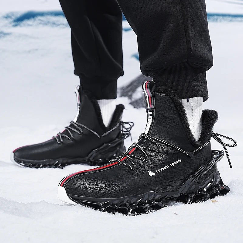 Winter men's waterproof slippers by MANDOTOS INTERNATIONAL featuring plush lining and casual sneaker style.