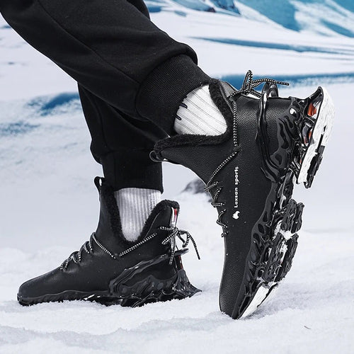 Winter men's waterproof slippers with plush lining by MANDOTOS INTERNATIONAL, featuring cozy, slip-on sneaker design for cold weather.
