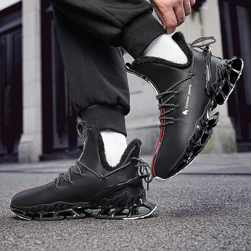 Winter men's waterproof slippers with plush lining from MANDOTOS INTERNATIONAL, showing cozy, slip-on sneaker design.