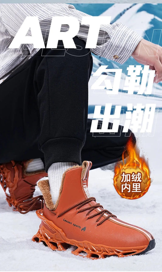 Winter men's waterproof slippers with plush lining, stylish sneakers from MANDOTOS INTERNATIONAL, ideal for cold weather comfort