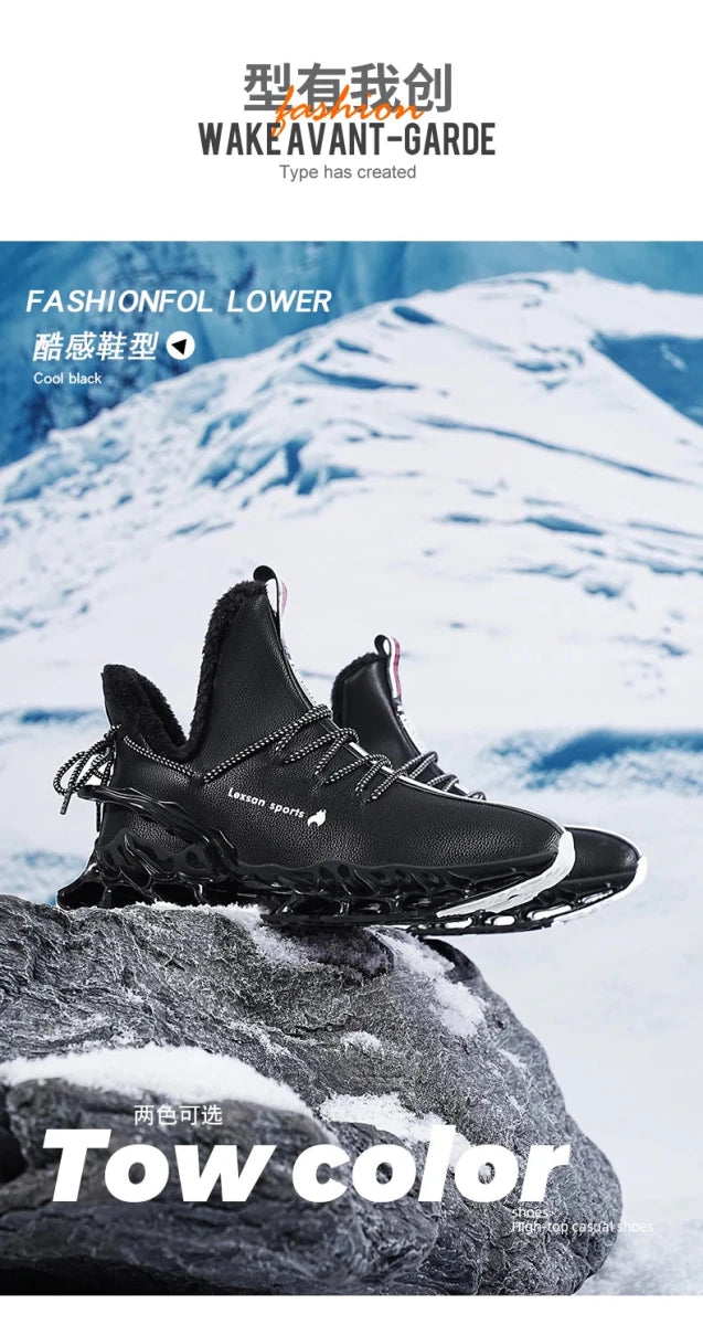 Winter men's waterproof slippers with plush lining, casual sneakers by MANDOTOS INTERNATIONAL, showing cozy, slip-on footwear.