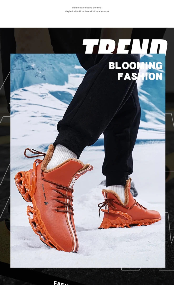 Winter men's waterproof slippers with plush lining from MANDOTOS INTERNATIONAL, showing cozy, slip-on sneaker design.