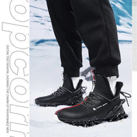 Men's waterproof slippers with plush lining, winter sneakers by MANDOTOS INTERNATIONAL, featuring a cozy, slip-on design for cold weather.