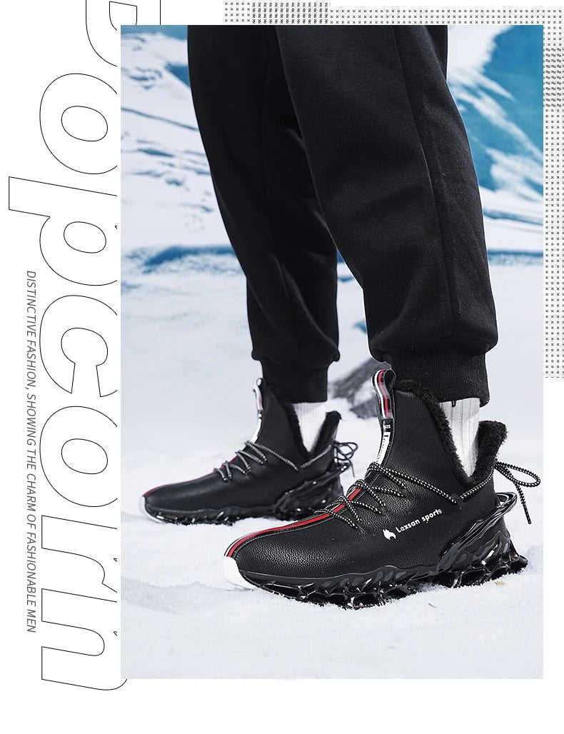 Men's waterproof slippers with plush lining, winter sneakers by MANDOTOS INTERNATIONAL, featuring a cozy, slip-on design for cold weather.