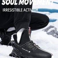 Winter men's waterproof slippers from MANDOTOS INTERNATIONAL with plush interior and casual sneaker style.