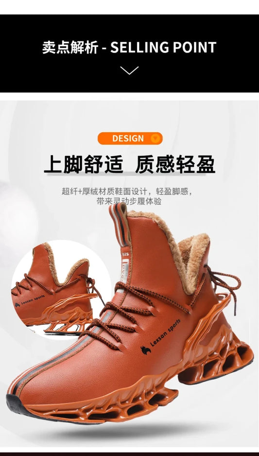 Winter men's waterproof slippers with plush lining and sneaker style, by MANDOTOS INTERNATIONAL, designed for warmth and comfort.