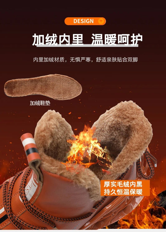 Winter men's waterproof slippers by Mandotos International featuring plush lining and sneaker-style design for cozy warmth.