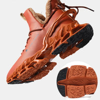 Mandotos International men's waterproof winter slippers with plush lining, designed as cozy sneakers for cold weather.