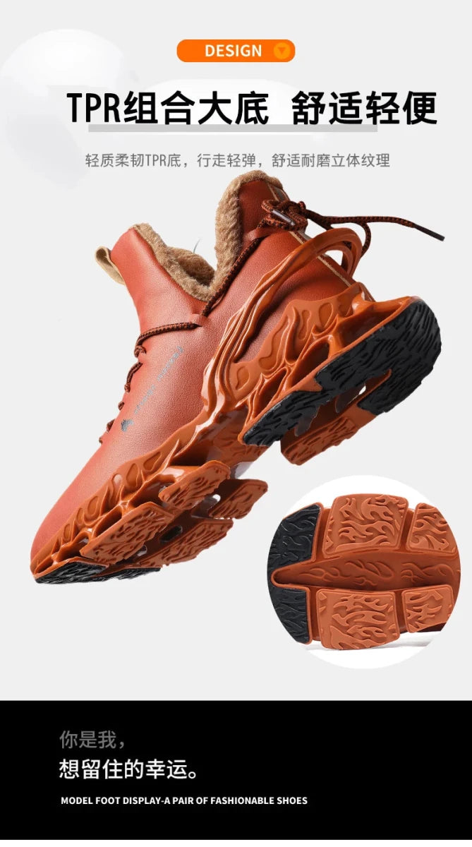 Mandotos International men's waterproof winter slippers with plush lining, designed as cozy sneakers for cold weather.
