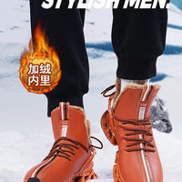 Winter men's waterproof slippers by MANDOTOS INTERNATIONAL with plush lining, ideal for cold weather comfort and indoor or outdoor wear.