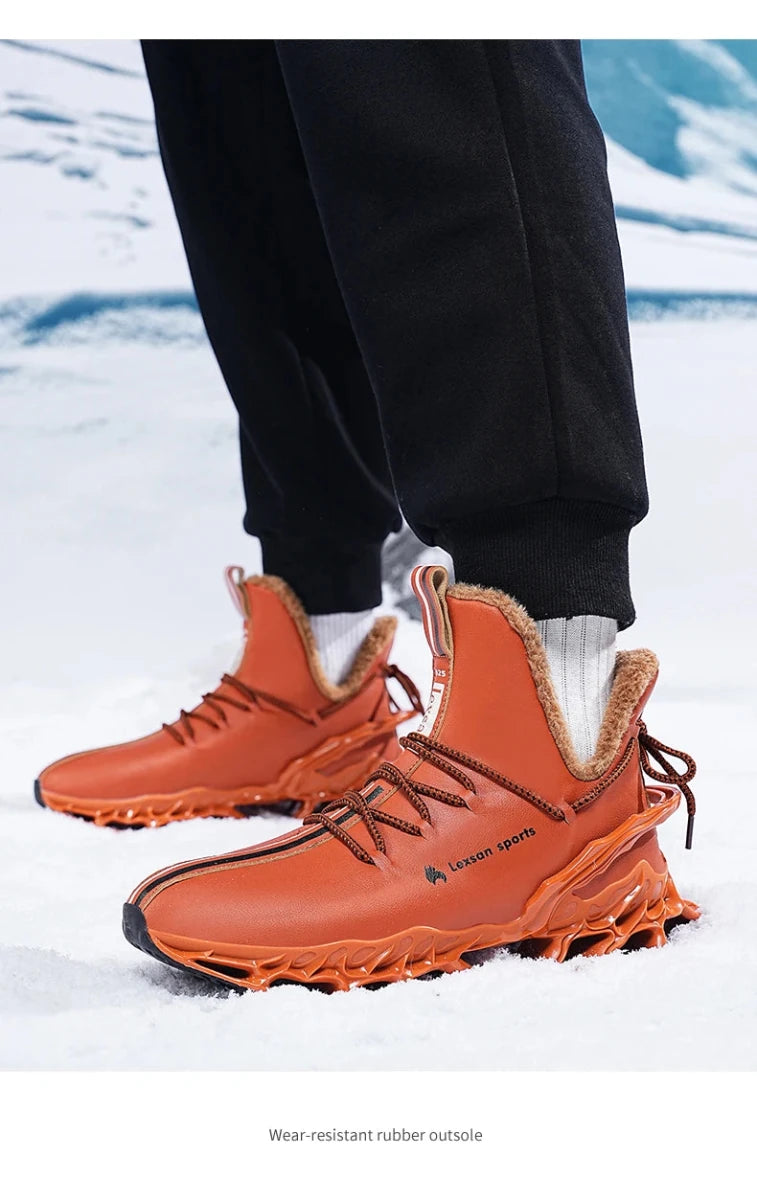 Winter men's waterproof slippers from MANDOTOS INTERNATIONAL featuring plush lining and slip-on sneaker style.