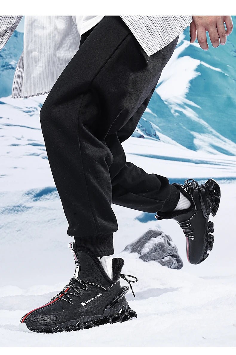 Winter men's waterproof slippers with plush lining by MANDOTOS INTERNATIONAL, featuring cozy, slip-on sneaker design for cold weather.